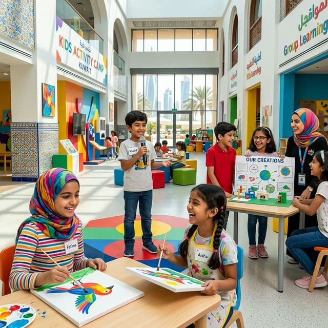 Kids participating in ongoing camp activities in Kuwait
